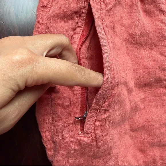 Athleta Retreat Linen Women’s Joggers Size 8 Coral Orange With Zip Pockets - Picture 3 of 6